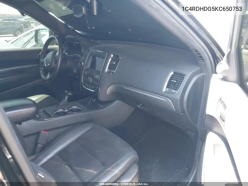 2019 Dodge Durango Gt Plus Rwd VIN: 1C4RDHDG5KC650753 Lot: 45594060