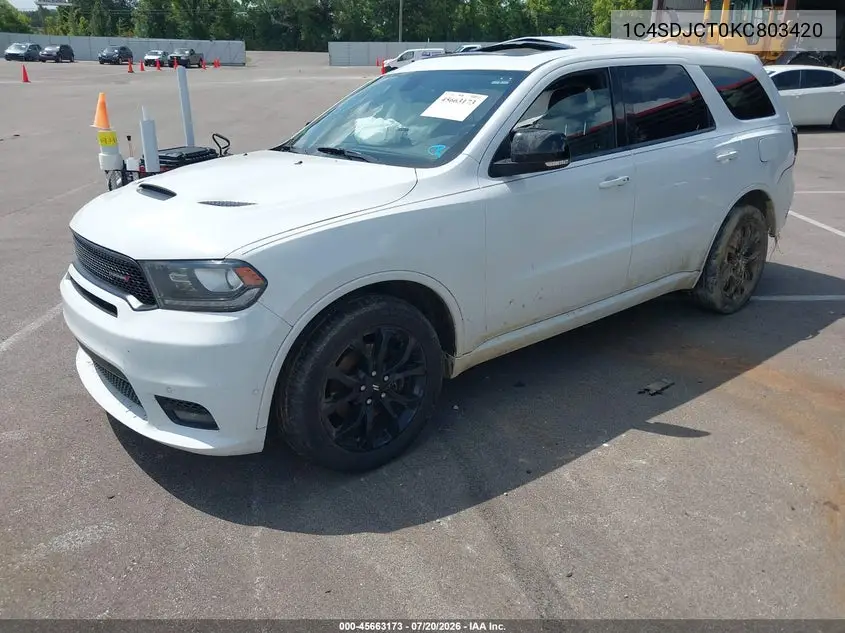 2019 Dodge Durango R/T VIN: 1C4SDJCT0KC803420 Lot: 45663173