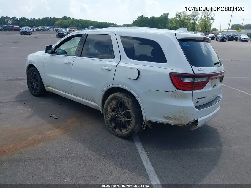 2019 Dodge Durango R/T VIN: 1C4SDJCT0KC803420 Lot: 45663173