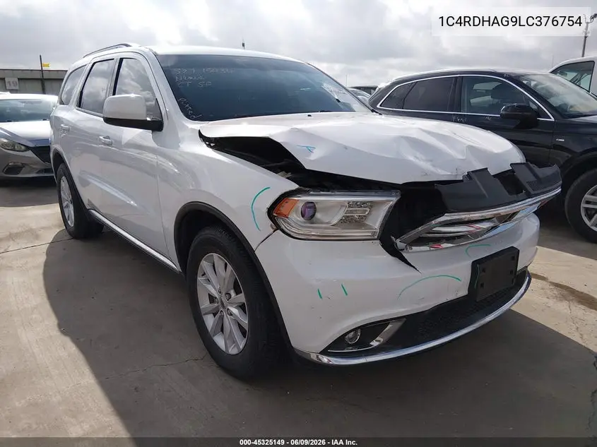 2020 Dodge Durango Sxt Plus Rwd VIN: 1C4RDHAG9LC376754 Lot: 45325149