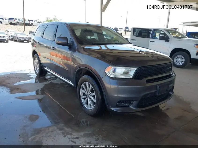 2020 Dodge Durango Pursuit Awd VIN: 1C4RDJFG0LC431737 Lot: 45343030