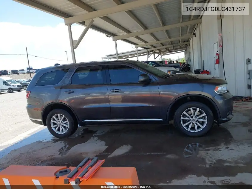 2020 Dodge Durango Pursuit Awd VIN: 1C4RDJFG0LC431737 Lot: 45343030