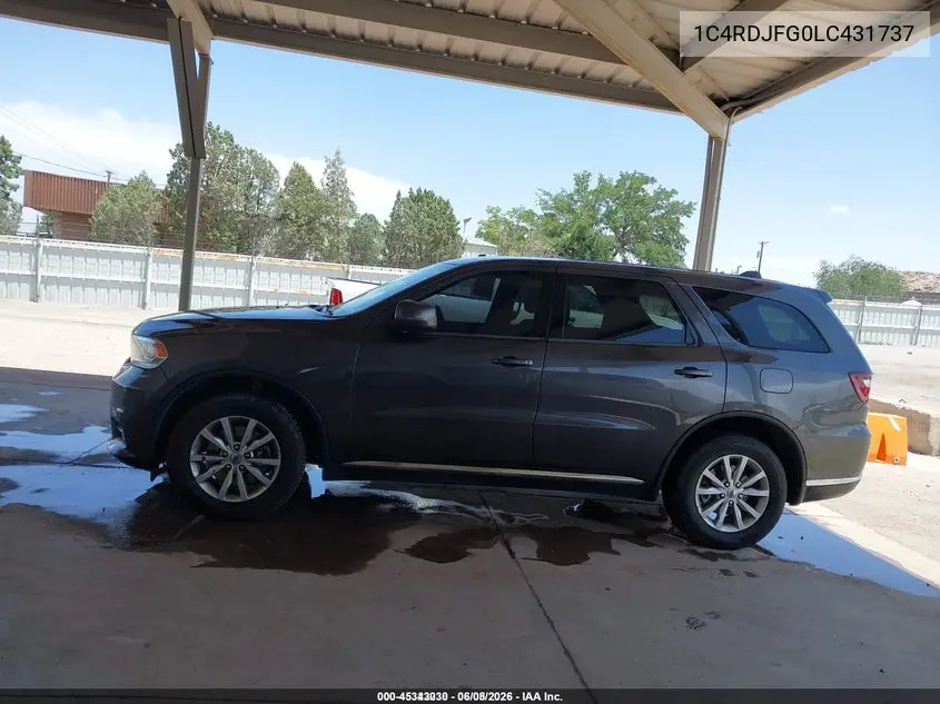 2020 Dodge Durango Pursuit Awd VIN: 1C4RDJFG0LC431737 Lot: 45343030
