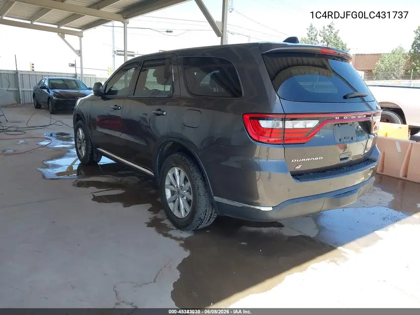 2020 Dodge Durango Pursuit Awd VIN: 1C4RDJFG0LC431737 Lot: 45343030