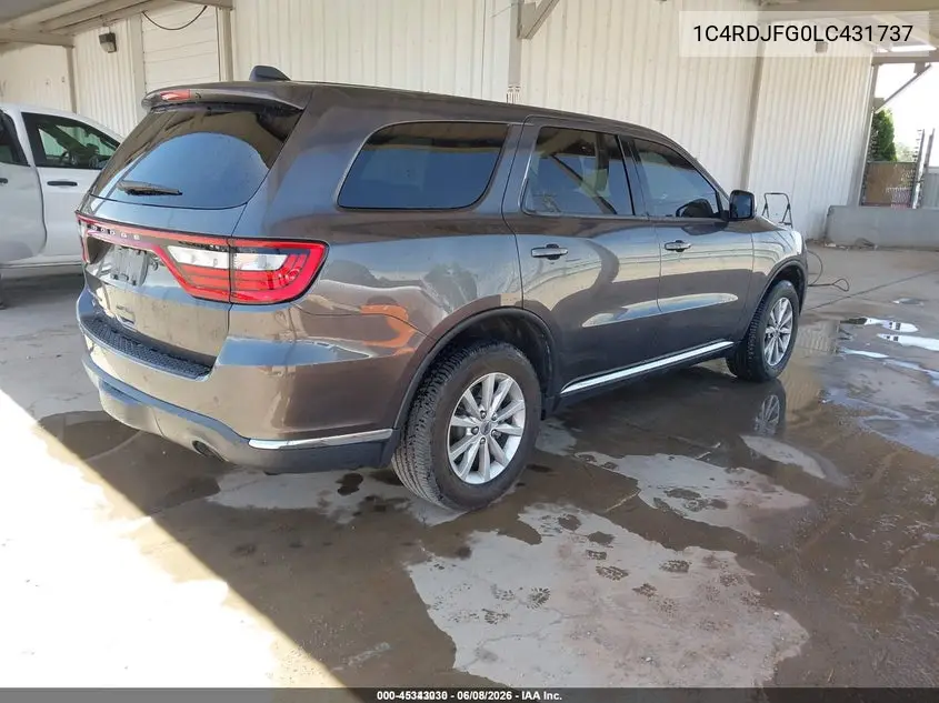 2020 Dodge Durango Pursuit Awd VIN: 1C4RDJFG0LC431737 Lot: 45343030