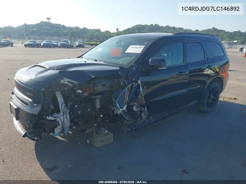 2020 Dodge Durango Gt Plus Awd VIN: 1C4RDJDG7LC146892 Lot: 45496458