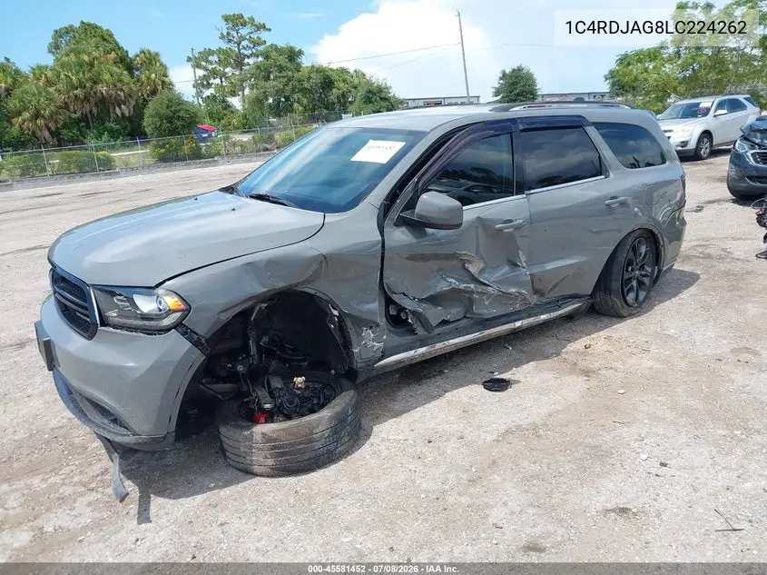 2020 Dodge Durango Sxt Plus Awd VIN: 1C4RDJAG8LC224262 Lot: 45581452