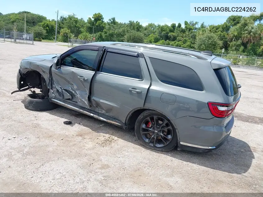 2020 Dodge Durango Sxt Plus Awd VIN: 1C4RDJAG8LC224262 Lot: 45581452