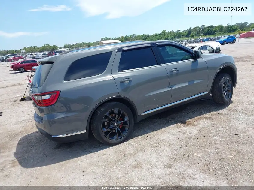 2020 Dodge Durango Sxt Plus Awd VIN: 1C4RDJAG8LC224262 Lot: 45581452