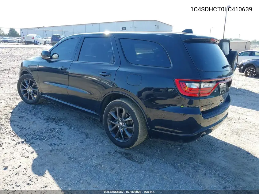 2020 Dodge Durango R/T Rwd VIN: 1C4SDHCT0LC410639 Lot: 45654582