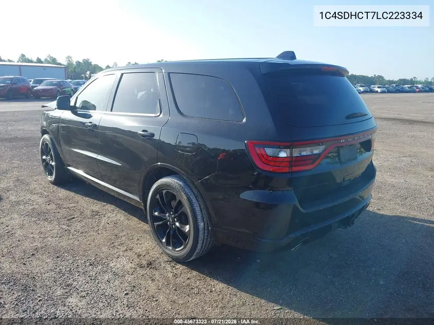 2020 Dodge Durango R/T Rwd VIN: 1C4SDHCT7LC223334 Lot: 45673323