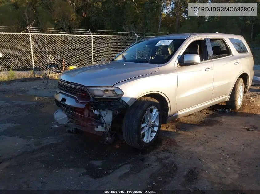 1C4RDJDG3MC682806 2021 Dodge Durango Gt Plus Awd