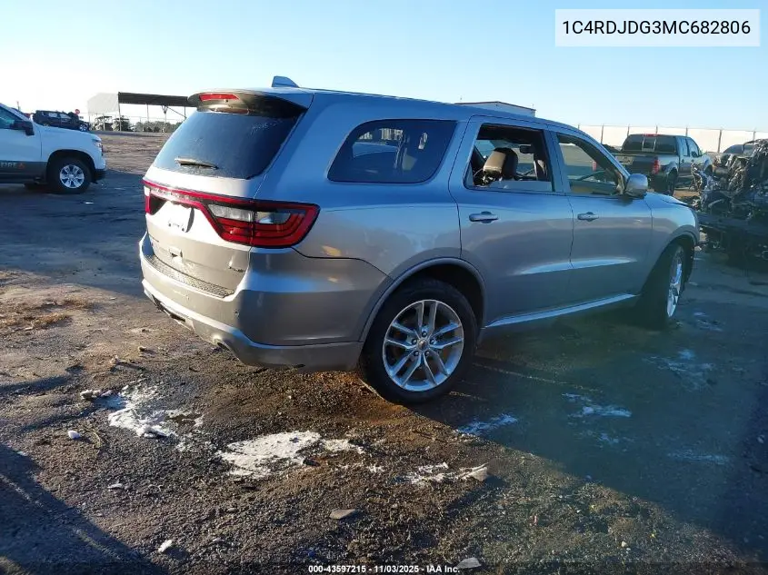 1C4RDJDG3MC682806 2021 Dodge Durango Gt Plus Awd