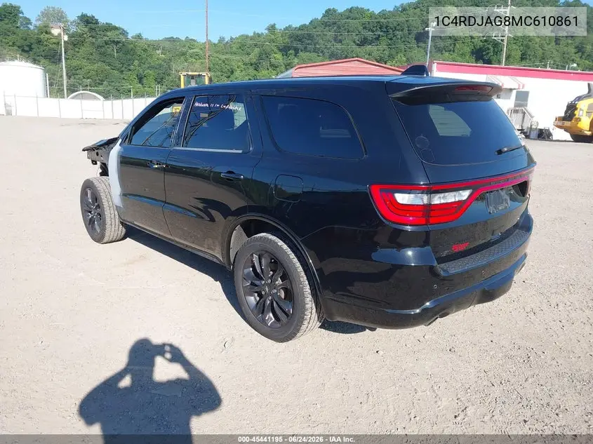 2021 Dodge Durango Sxt Plus Awd VIN: 1C4RDJAG8MC610861 Lot: 45441195