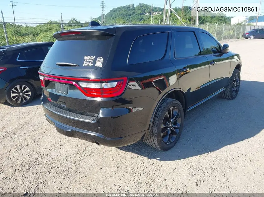 2021 Dodge Durango Sxt Plus Awd VIN: 1C4RDJAG8MC610861 Lot: 45441195