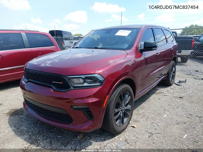 2021 Dodge Durango Gt Plus Awd VIN: 1C4RDJDG7MC837454 Lot: 45608112
