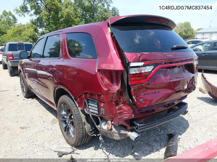 2021 Dodge Durango Gt Plus Awd VIN: 1C4RDJDG7MC837454 Lot: 45608112