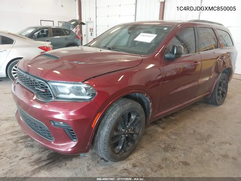 2021 Dodge Durango Gt Plus Awd VIN: 1C4RDJDGXMC850005 Lot: 45631957