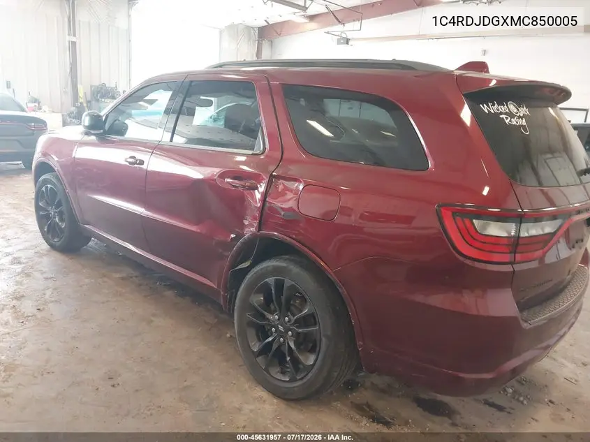 2021 Dodge Durango Gt Plus Awd VIN: 1C4RDJDGXMC850005 Lot: 45631957