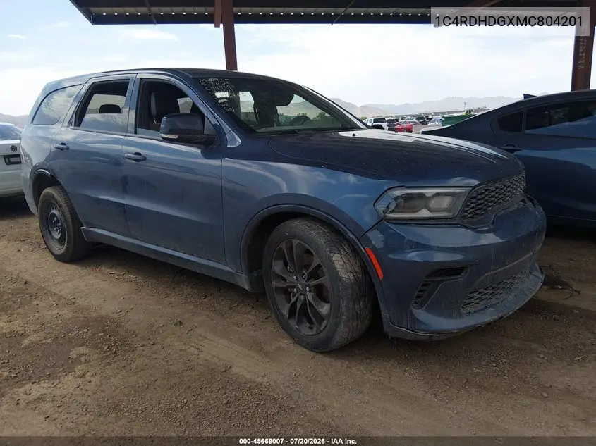 2021 Dodge Durango Gt Plus Rwd VIN: 1C4RDHDGXMC804201 Lot: 45669007