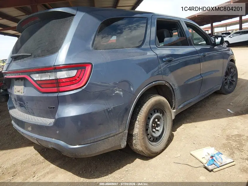 2021 Dodge Durango Gt Plus Rwd VIN: 1C4RDHDGXMC804201 Lot: 45669007