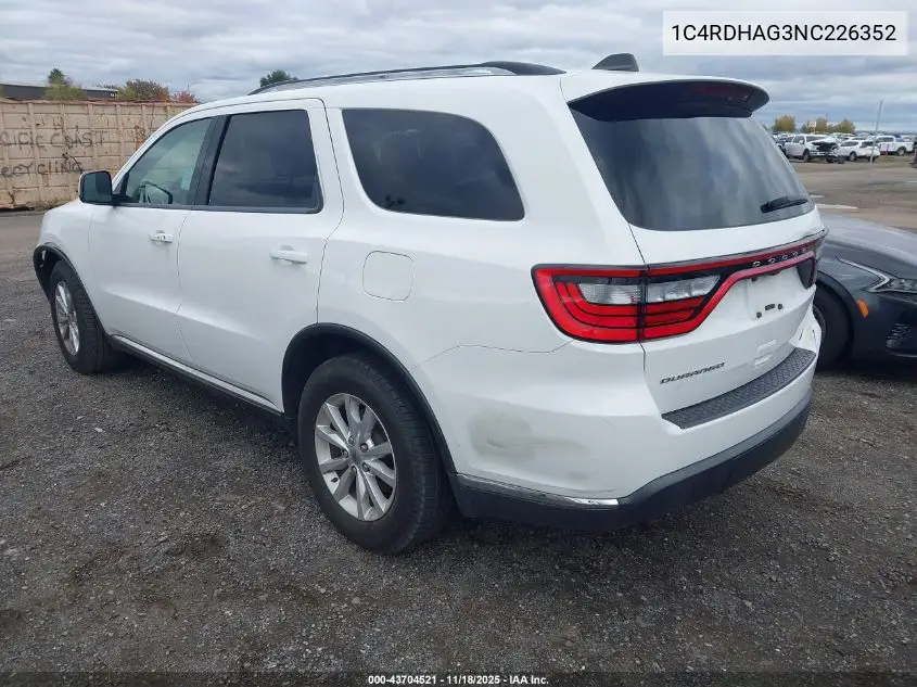 1C4RDHAG3NC226352 2022 Dodge Durango Sxt Rwd