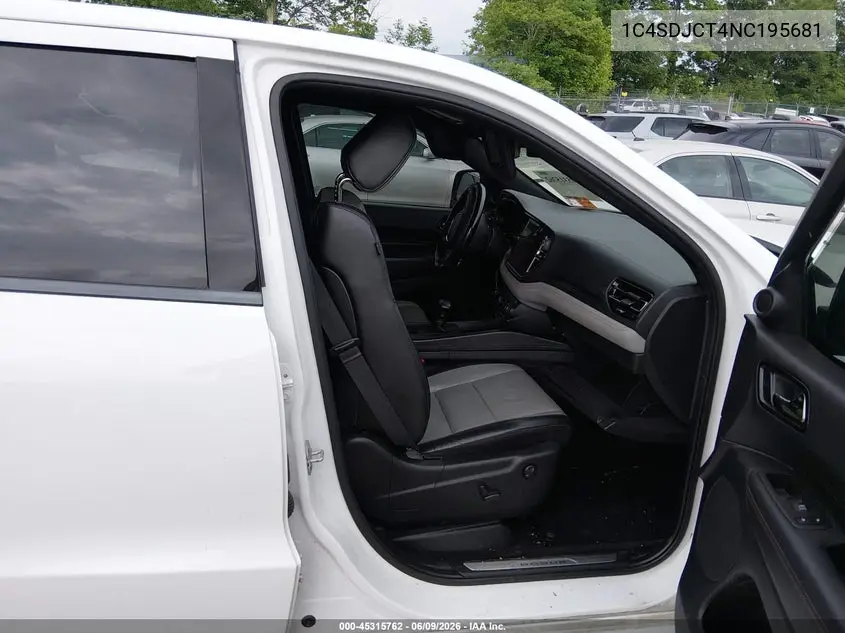2022 Dodge Durango R/T Awd VIN: 1C4SDJCT4NC195681 Lot: 45315762