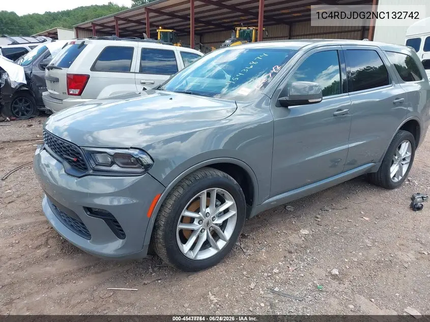 1C4RDJDG2NC132742 2022 Dodge Durango Gt Plus Awd