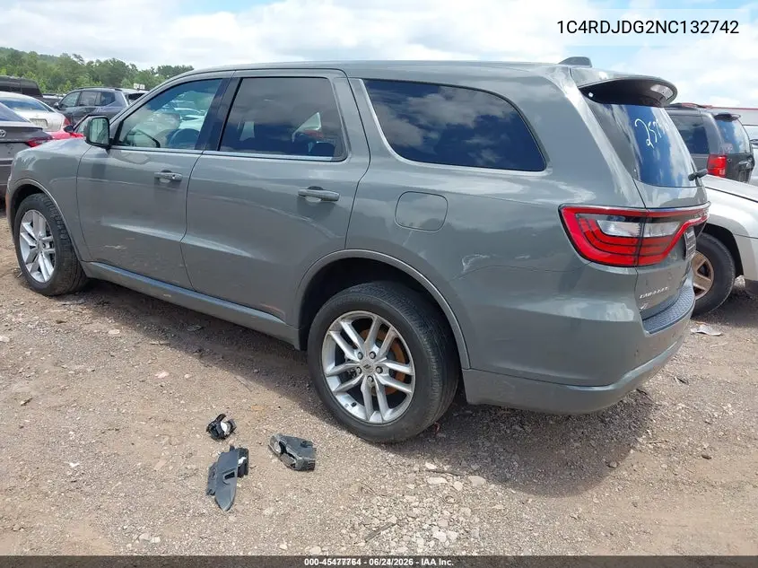 1C4RDJDG2NC132742 2022 Dodge Durango Gt Plus Awd