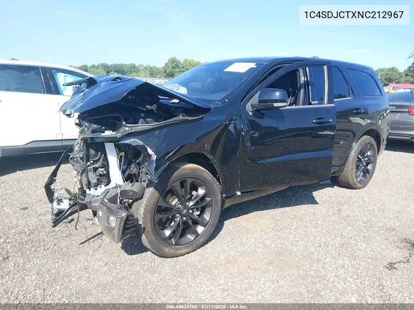2022 Dodge Durango R/T Awd VIN: 1C4SDJCTXNC212967 Lot: 45635188