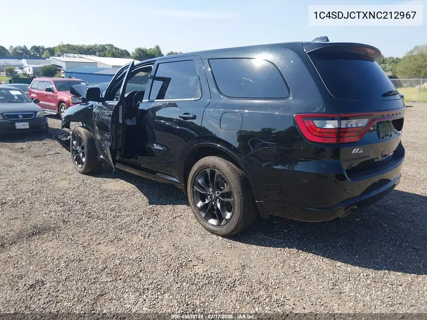 2022 Dodge Durango R/T Awd VIN: 1C4SDJCTXNC212967 Lot: 45635188