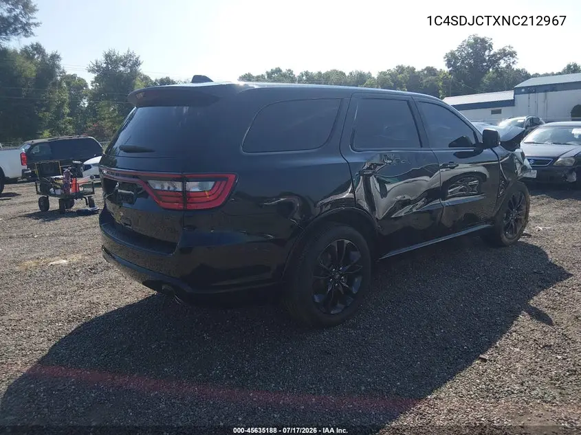 2022 Dodge Durango R/T Awd VIN: 1C4SDJCTXNC212967 Lot: 45635188