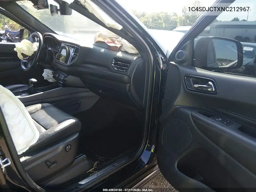 2022 Dodge Durango R/T Awd VIN: 1C4SDJCTXNC212967 Lot: 45635188