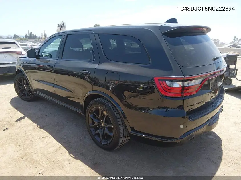 2022 Dodge Durango R/T Awd VIN: 1C4SDJCT6NC222394 Lot: 45645214