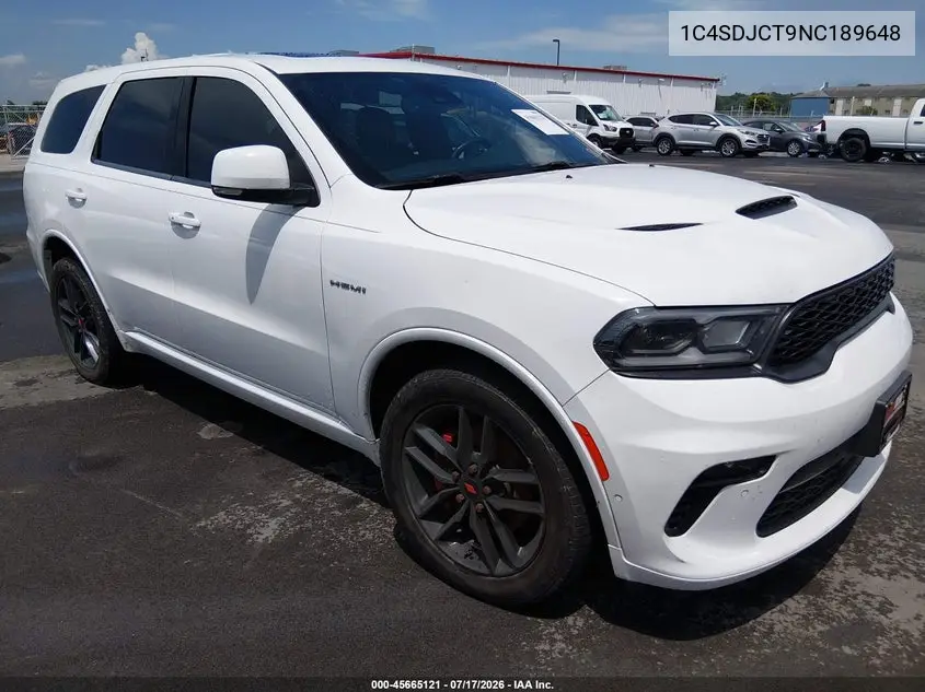 2022 Dodge Durango R/T Plus Awd VIN: 1C4SDJCT9NC189648 Lot: 45665121