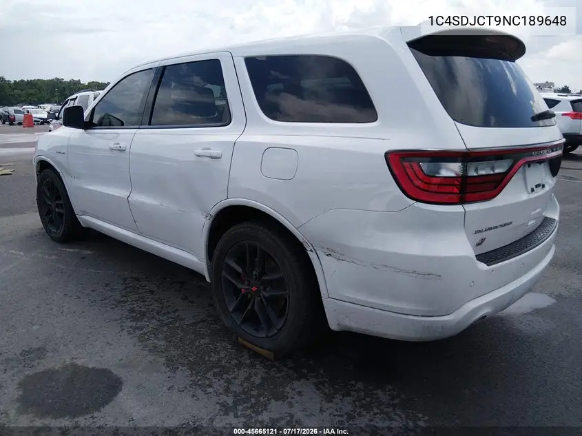 2022 Dodge Durango R/T Plus Awd VIN: 1C4SDJCT9NC189648 Lot: 45665121