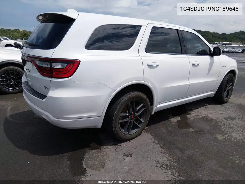 2022 Dodge Durango R/T Plus Awd VIN: 1C4SDJCT9NC189648 Lot: 45665121