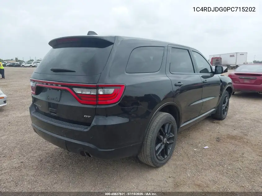 2023 Dodge Durango Gt Awd VIN: 1C4RDJDG0PC715202 Lot: 45627921