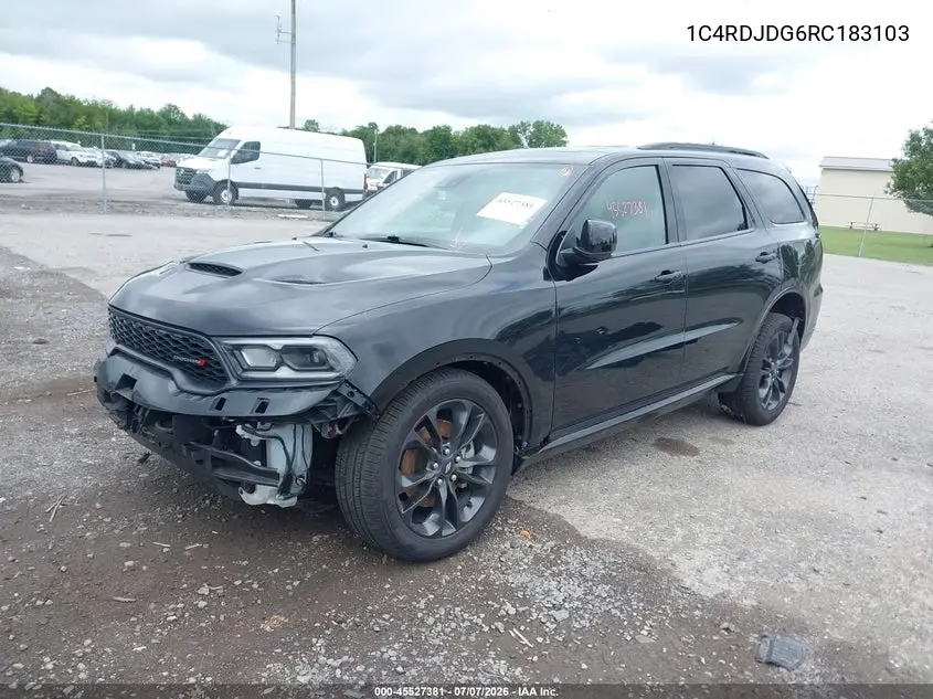 2024 Dodge Durango Gt Plus Awd VIN: 1C4RDJDG6RC183103 Lot: 45527381