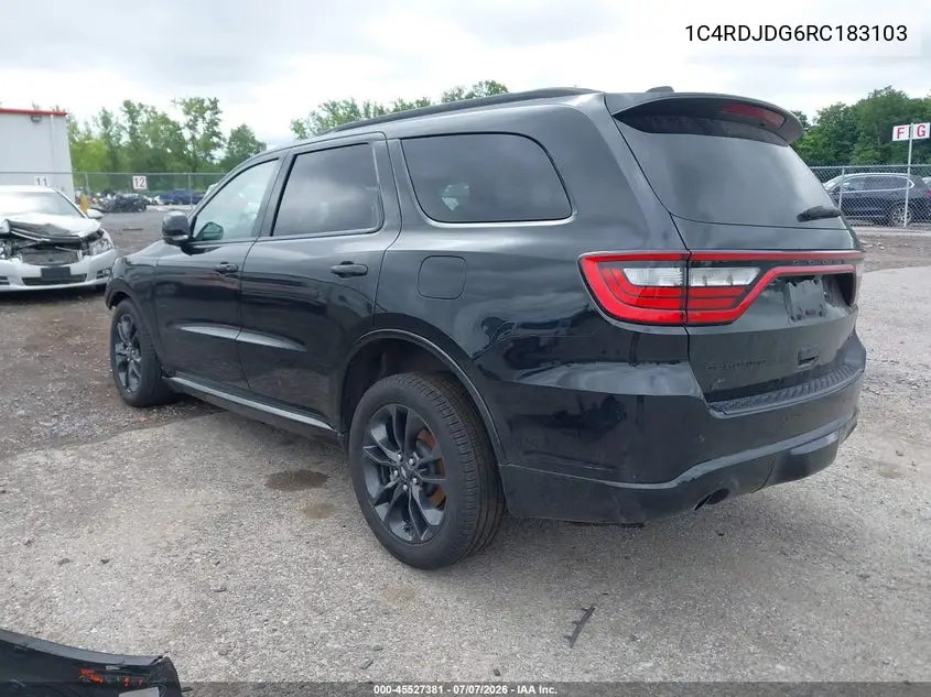 2024 Dodge Durango Gt Plus Awd VIN: 1C4RDJDG6RC183103 Lot: 45527381