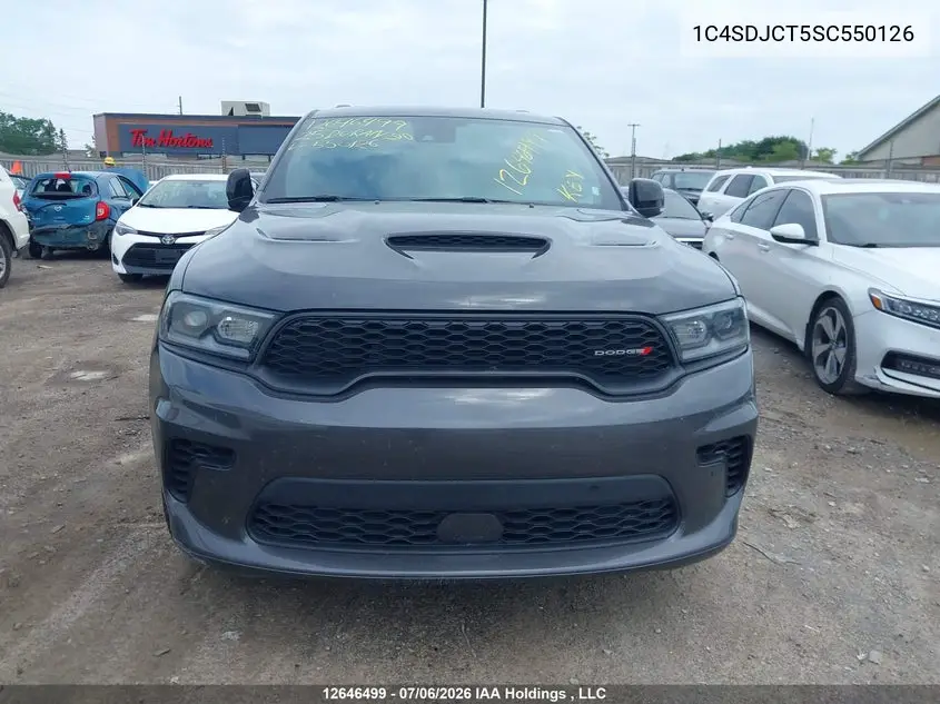 2025 Dodge Durango R/T VIN: 1C4SDJCT5SC550126 Lot: 12646499