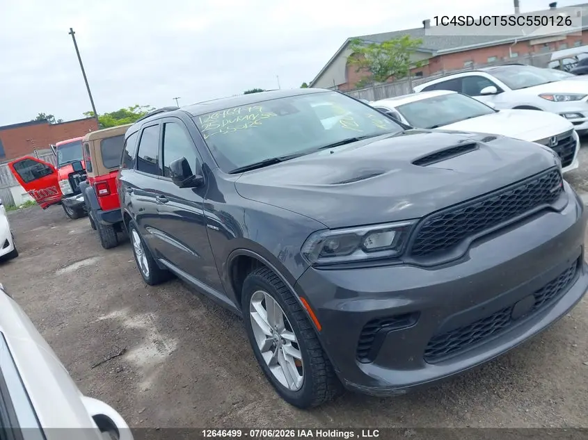 2025 Dodge Durango R/T VIN: 1C4SDJCT5SC550126 Lot: 12646499