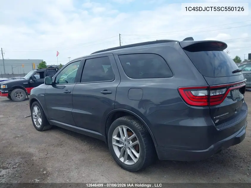 2025 Dodge Durango R/T VIN: 1C4SDJCT5SC550126 Lot: 12646499