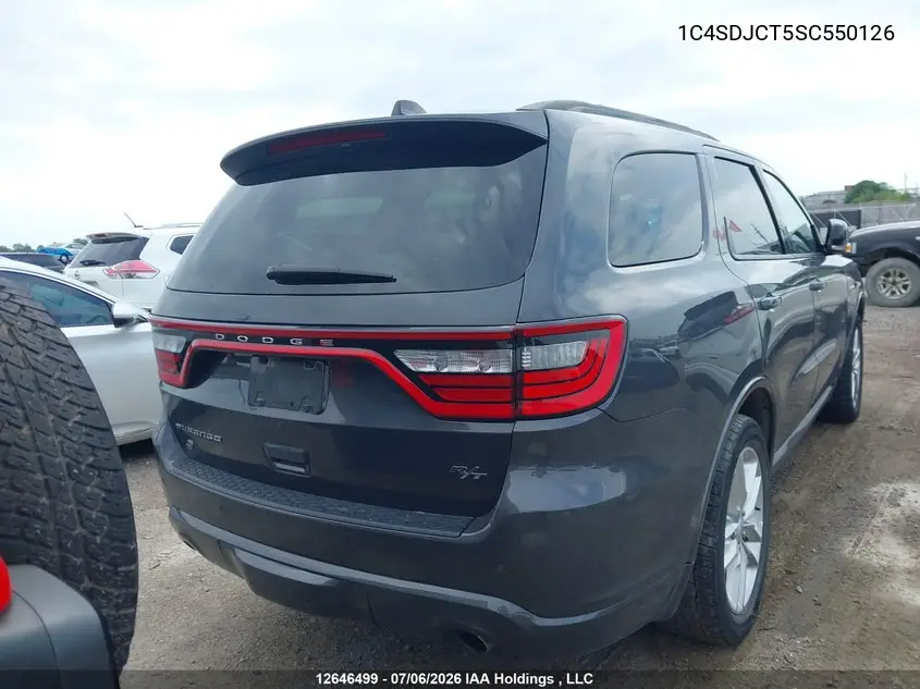 2025 Dodge Durango R/T VIN: 1C4SDJCT5SC550126 Lot: 12646499