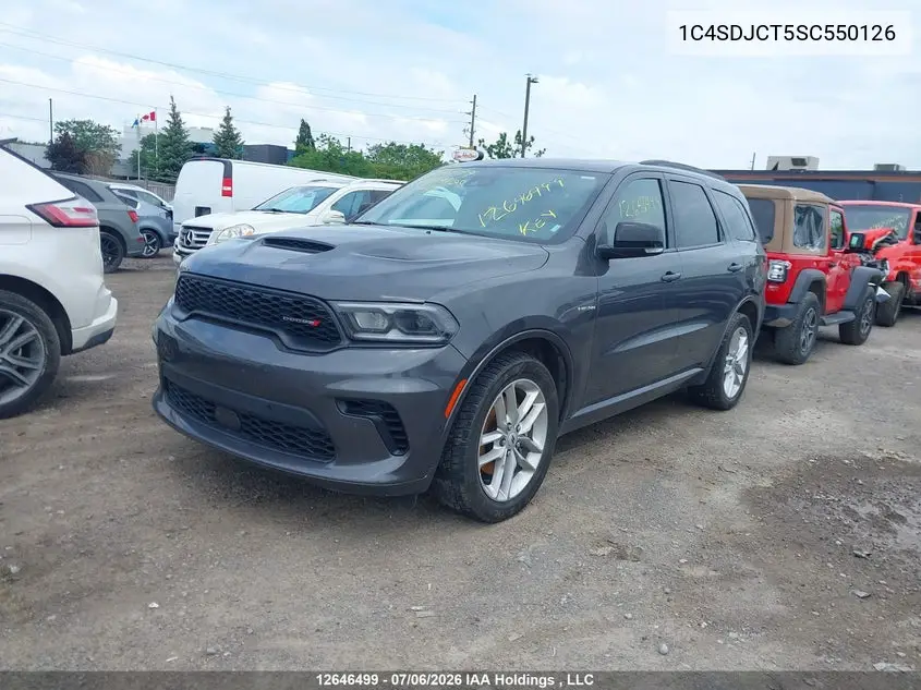 2025 Dodge Durango R/T VIN: 1C4SDJCT5SC550126 Lot: 12646499