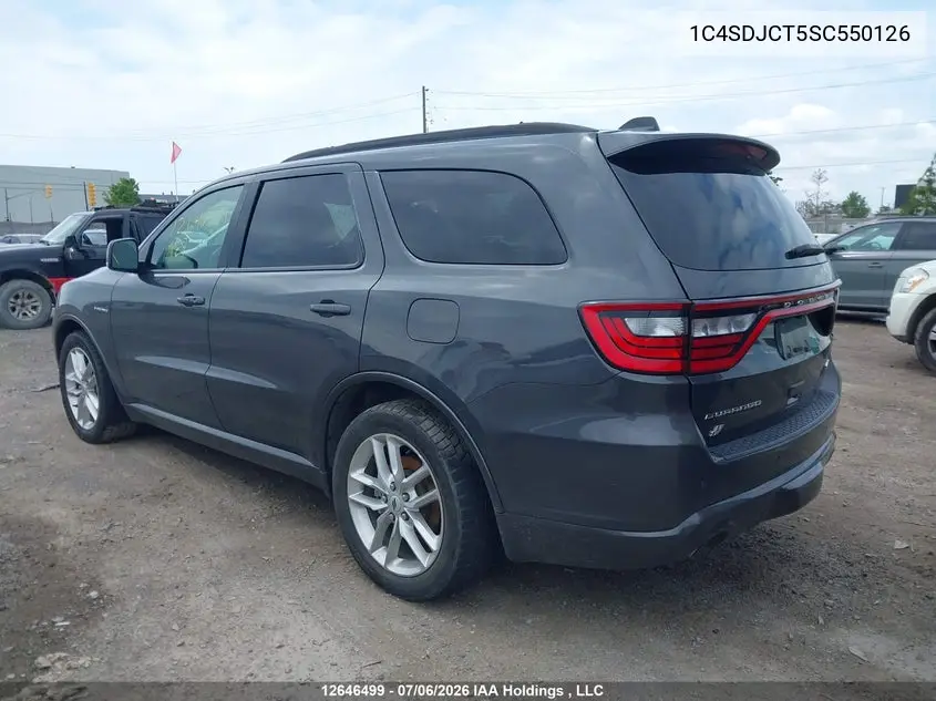 2025 Dodge Durango R/T VIN: 1C4SDJCT5SC550126 Lot: 12646499