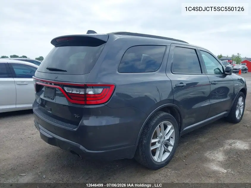 2025 Dodge Durango R/T VIN: 1C4SDJCT5SC550126 Lot: 12646499