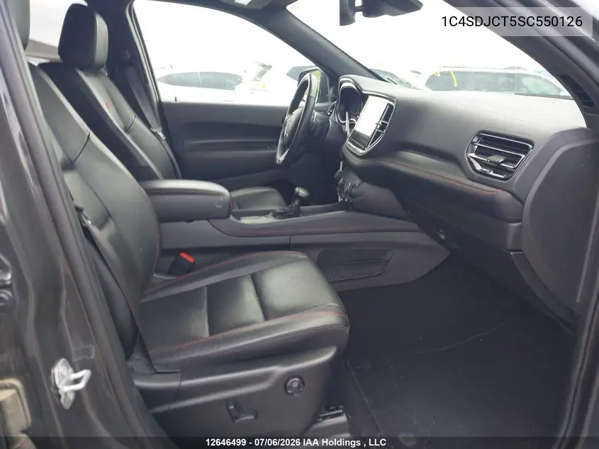 2025 Dodge Durango R/T VIN: 1C4SDJCT5SC550126 Lot: 12646499