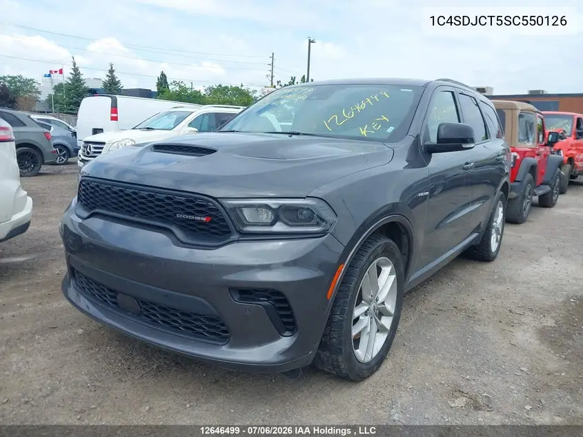 2025 Dodge Durango R/T VIN: 1C4SDJCT5SC550126 Lot: 12646499
