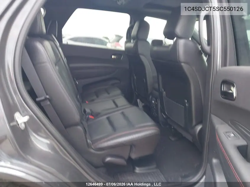 2025 Dodge Durango R/T VIN: 1C4SDJCT5SC550126 Lot: 12646499